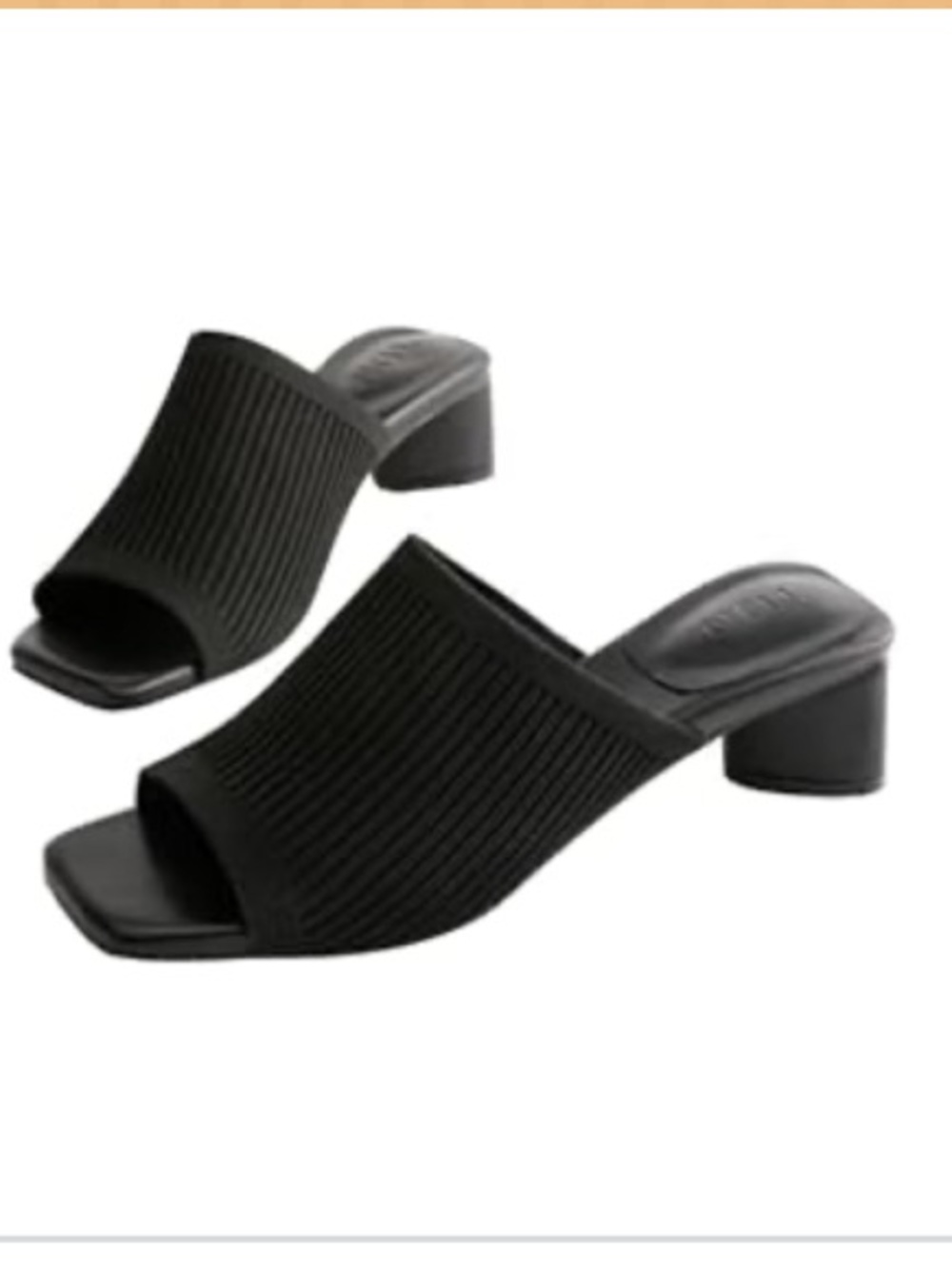 TIJN Open Toe Heeled Mules Block Heel Black Vegan size 7